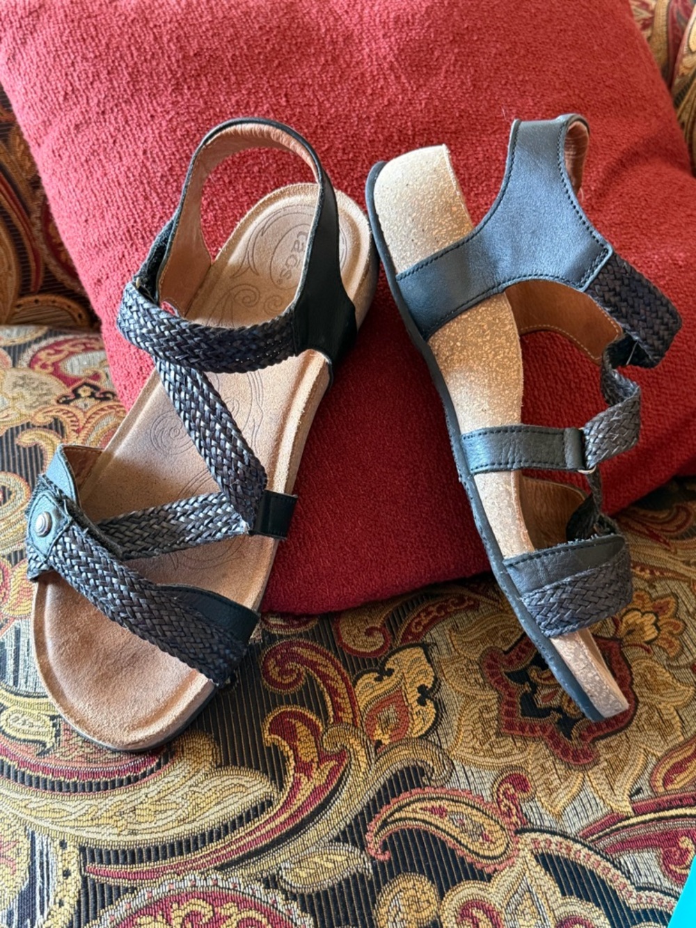 Taos Trulie Braided Strap Slingback Sandals open-toe leather sandal. Size 40.